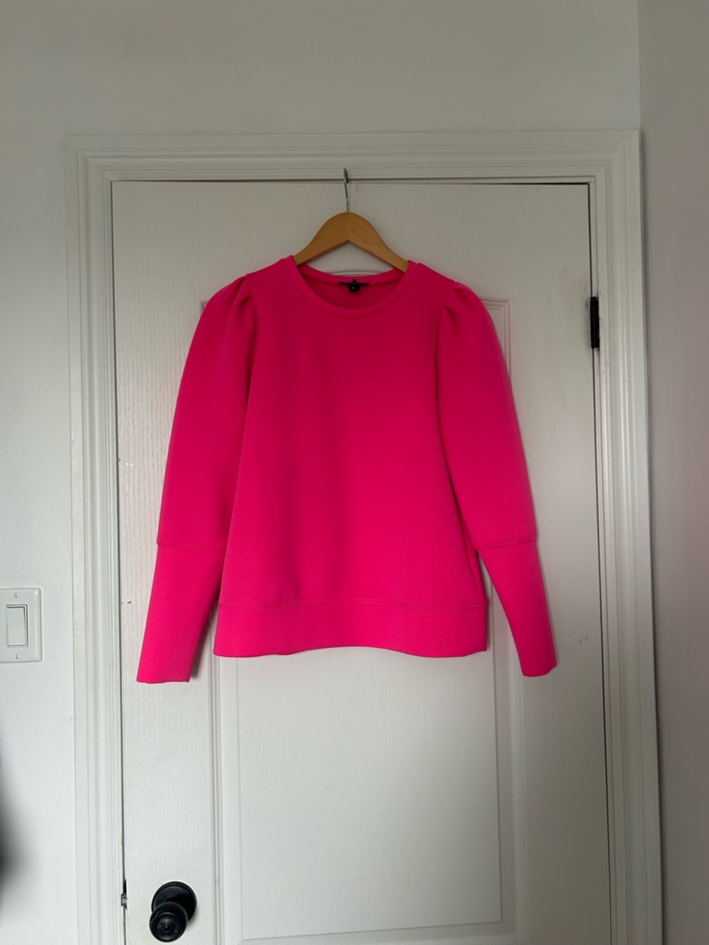Stella & Dot Bright Neon Pink Puff-Shoulder Top